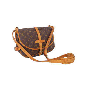 Louis Vuitton Brown Bag Monogram Shoulder Saumur Leather